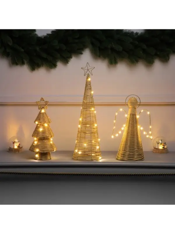 Светодиодная фигура &laquo;Ангел плетёный&raquo;, 32&times;16&times;9 см, 20 LED, от батареек ААх2, свечение тёплое белое