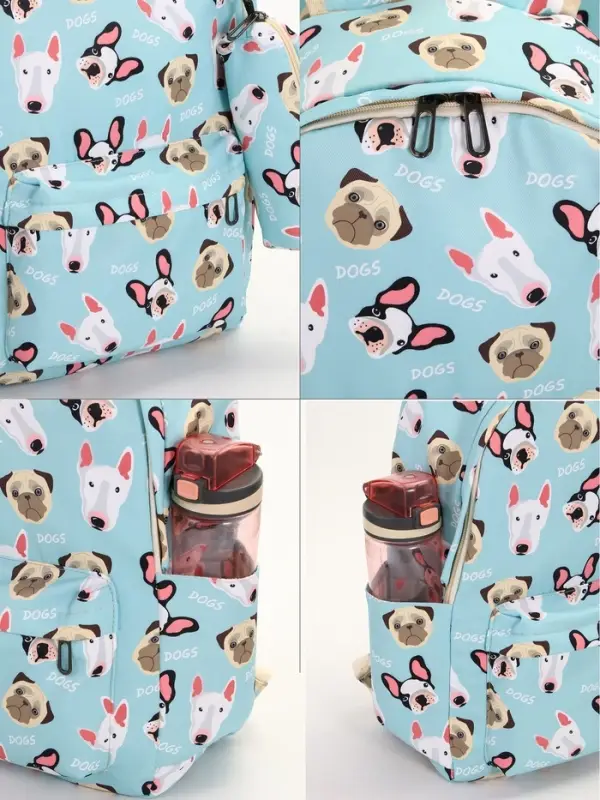 Рюкзак школьный &laquo;Собаки&raquo;, с пеналом, 29&times;12&times;41 см, голубой