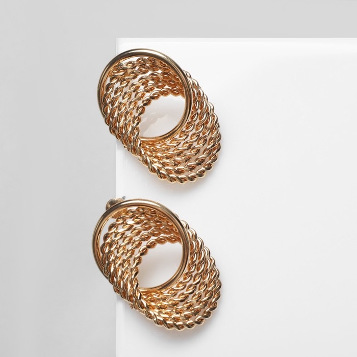 Серьги металл «Переплетение» нити, цвет золото Серьги металл «Переплетение» нити, цвет золото