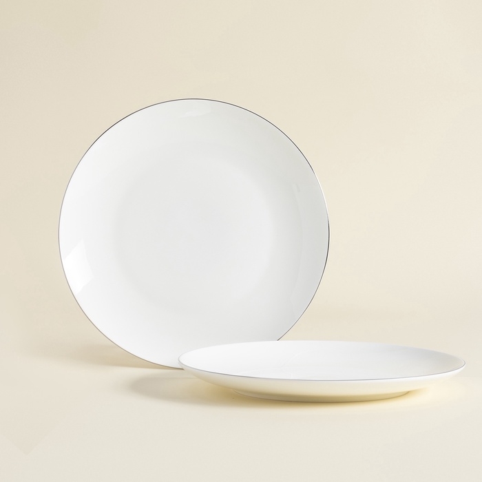 Тарелки SL Home «Каскарон», d=20 см, набор 2 шт, костяной фарфор, белые