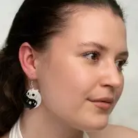 Серьги акриловые &laquo;Инь-ян&raquo;, котики, чёрно-белые