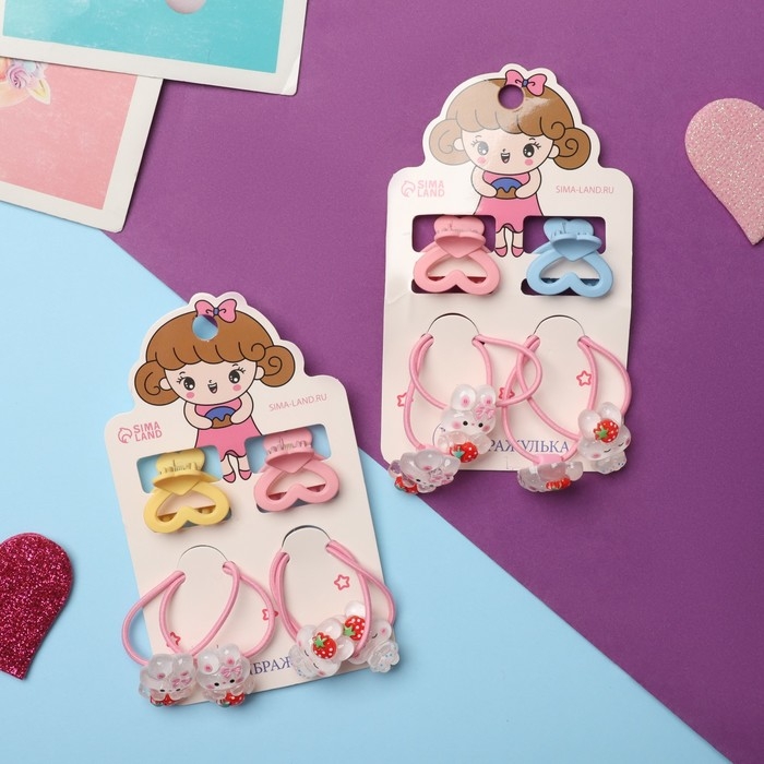 Набор для волос Набор для волос "Малышка" (4 резинки,2 краба) зайчики