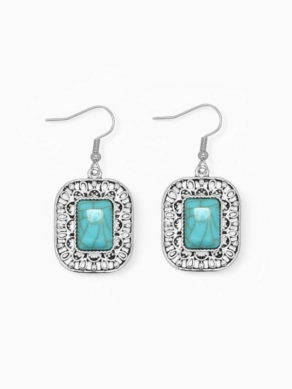Серьги «Бирюзовый мир» прямоугольник, цвет голубой в чернённом серебре Серьги «Бирюзовый мир» прямоугольник, цвет голубой в чернённом серебре