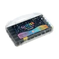 Фломастеры 12 цветов с блестками, в пластиковой коробке