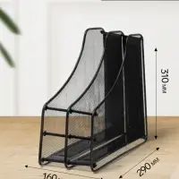 Лоток для бумаг вертикальный, металлическая сетка, 2 отделения, чёрный