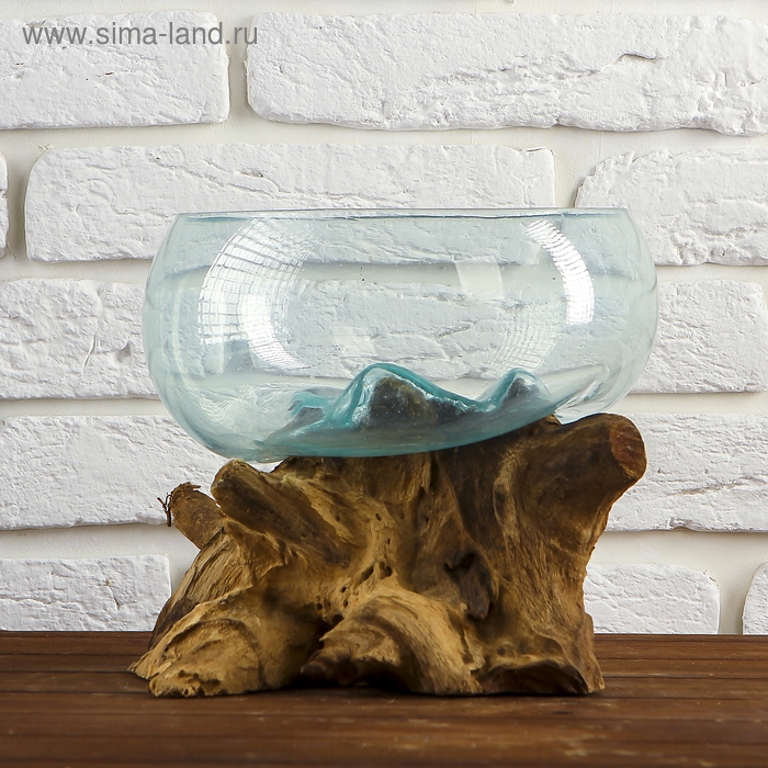 Вазон стекло на дереве  Вазон стекло на дереве "Забота" 20х25х25 см, МИКС