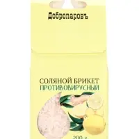 Соляной брикет куб &laquo;Противовирусный&raquo; 200 г &laquo;Добропаровъ&raquo; лимон, имбирь