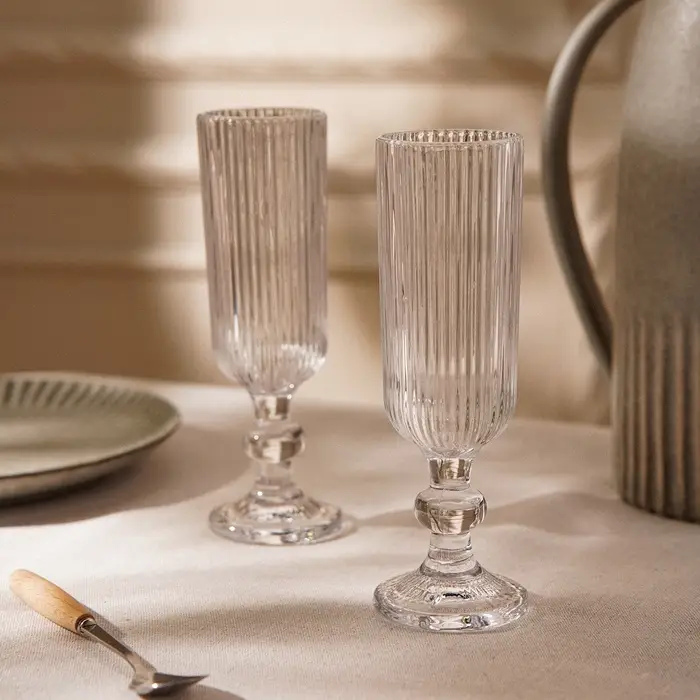 Бокалы для шампанского SL Home &laquo;Модерн&raquo;, 150 мл, 5.5&times;18.5 см, набор 2 шт., стекло, прозрачные