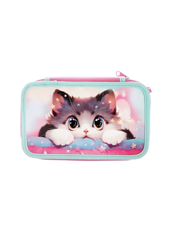 Пенал 3 секции, 125 х 205 х 55 мм, Calligrata 30П26/3 Пенал 3 секции, 125 х 205 х 55 мм, Calligrata 30П26/3 "Кот Корея", ламинированный картон