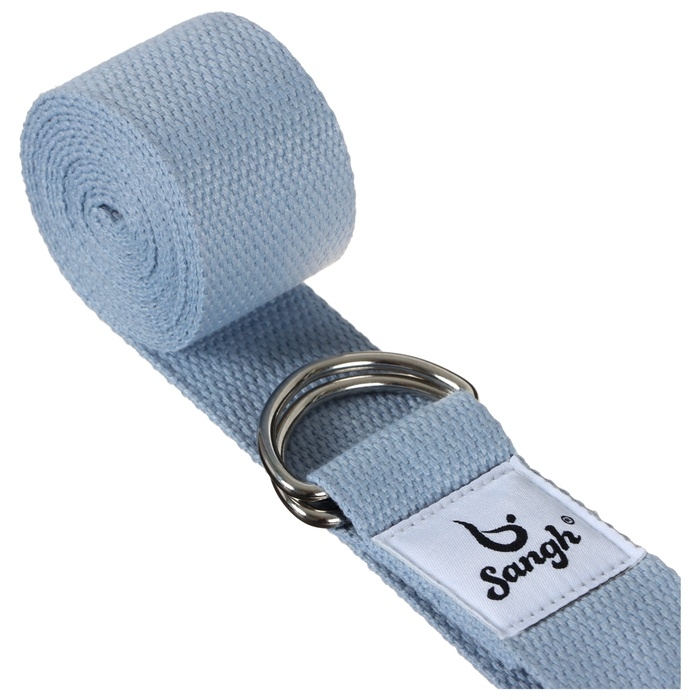 Ремень для йоги Sangh, 180х4 см, цвет голубой Ремень для йоги Sangh, 180х4 см, цвет голубой