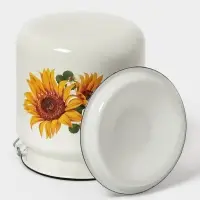 Бидон эмалированный, 3 л, с ручкой и крышкой, белый, рисунок МИКС