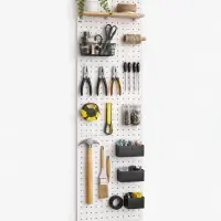 Настенная перфорированная панель ДСП односторонняя, 90&times;0.6&times;30 см, шаг 2.5 см, белая