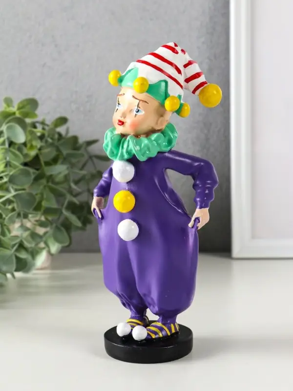 Сувенир полистоун "Маленький клоун в синем костюме" 8,5х5,5х19 см