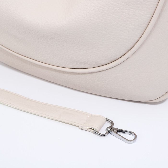 Сумка-мешок на молнии, наружный карман, длинный ремень, цвет светло-бежевый