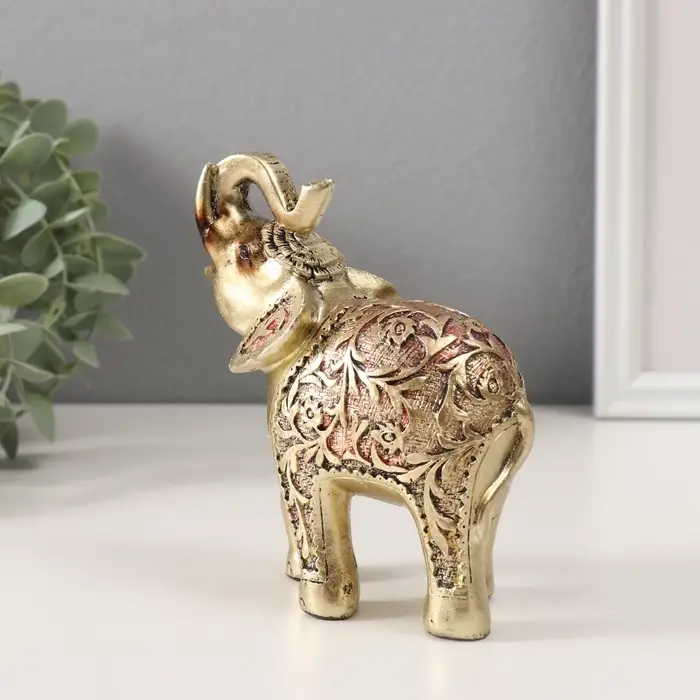 Набор фигурок полистоун &laquo;Слоны, попона в листьях&raquo;, 7 шт.