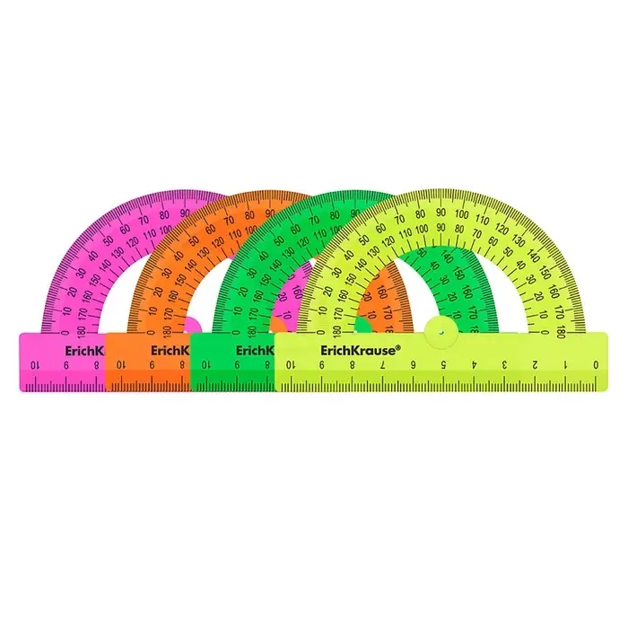 Транспортир 10см 180°, ErichKrause Транспортир 10см 180°, ErichKrause "Neon Solid", пластик, непрозрачный, коробка-дисплей, МИКС