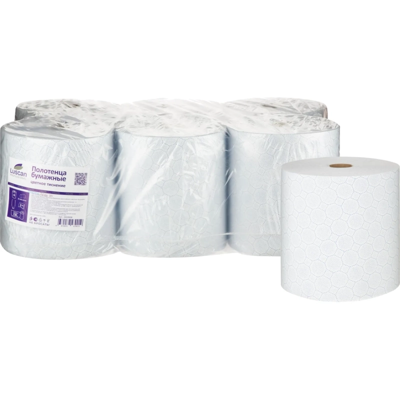 Полотенца бумажные д/дисп. Luscan Prof /2сл. цвет.тиснение 150м, 6рул/уп