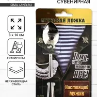 Ложка чайная с гравировкой &laquo;Настоящий мужик&raquo;, на подарочной открытке, 3&times;14 см