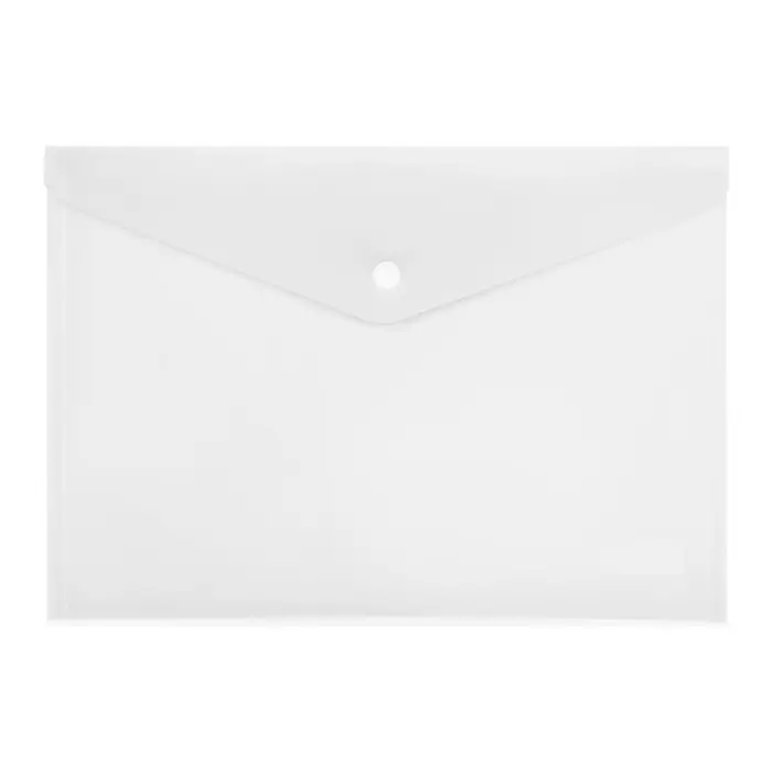 Папка-конверт на кнопке А4, 150 мкм, Calligrata Standard, прозрачная, белая