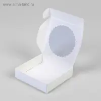Подарочная коробка сборная с окном, белый, 11.5×11.5×3 см
