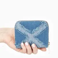 Кошелёк женский на молнии 8.5&times;2&times;11 см, джинсовый, голубой