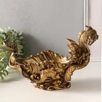 Подставка для мелочей "Девушка с драконом" 20,5х32х17 см, бронза