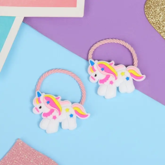 Резинка для волос  Резинка для волос "Крошка" (набор 2 шт) единорожек, белый