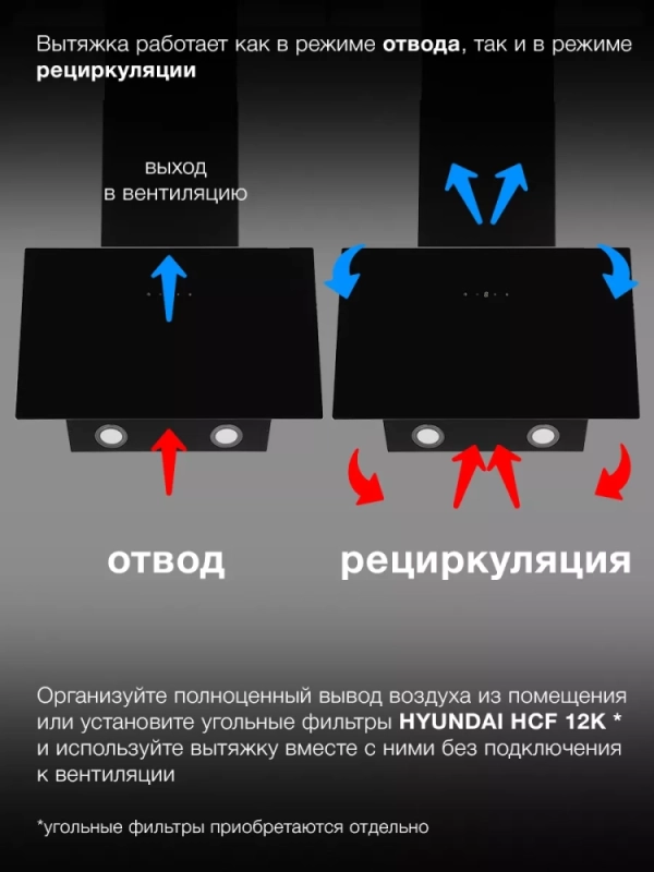 Вытяжка каминная HGH 6840 BG черный