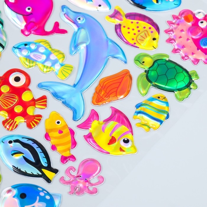 Наклейка пластик голография с металлическим отливом Наклейка пластик голография с металлическим отливом "Подводный мир" 9,5х27 см