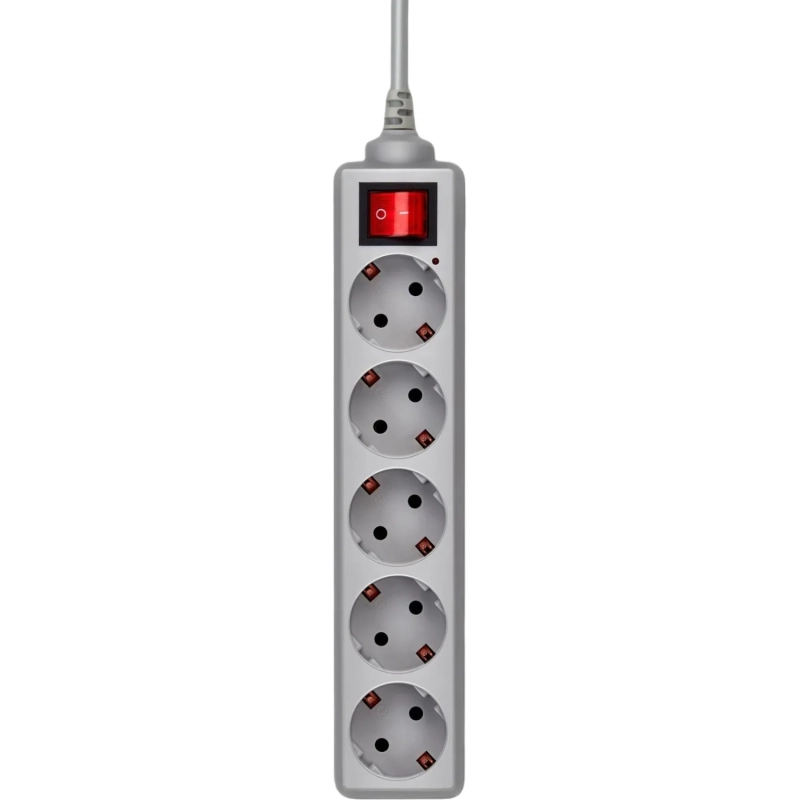 Сетевой фильтр Buro 500SL-5-G 5м (5 розеток) серый (пакет ПЭ)