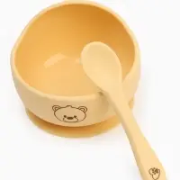 Тарелка детская на присоске и ложка, молочный, Mum&Baby Тарелка детская на присоске и ложка, молочный, Mum&Baby