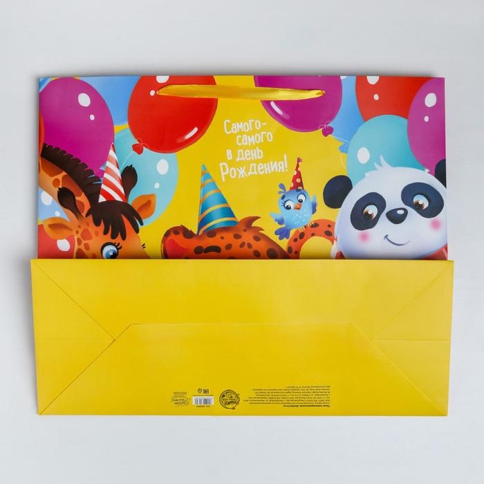 Пакет подарочный ламинированный, упаковка, «С Днём Рождения!», XL 49 х 40 х 19 см