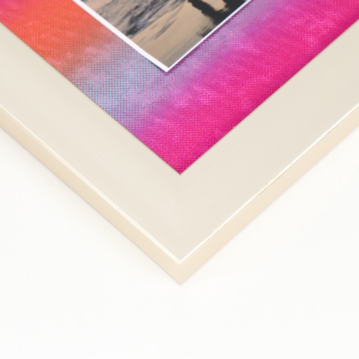 Фоторамка пластик, текстиль на 2 фото Фоторамка пластик, текстиль на 2 фото "Закат" с прищепками, золото 27,7х23 см