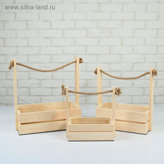 Набор кашпо деревянных 3 в 1 (30.5×18.5×35; 25.5×15×30; 20×12×23)  Набор кашпо деревянных 3 в 1 (30.5×18.5×35; 25.5×15×30; 20×12×23) "Аром", натуральная сосна