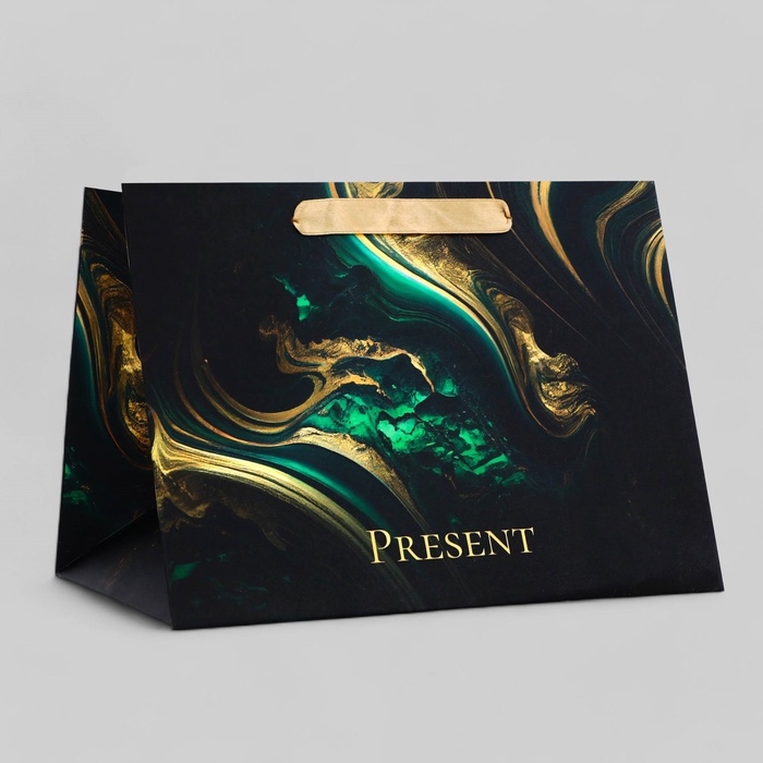 Пакет подарочный ламинированный с широким дном, Пакет подарочный ламинированный с широким дном,"Мрамор", 25 × 19 × 18 см