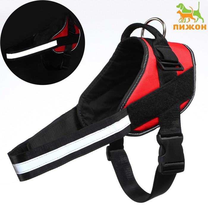 Шлейка К9 мягкая светоотражающая, размер ХL, ОГ 80-95 см, вес 30-45 кг, красная Шлейка К9 мягкая светоотражающая, размер ХL, ОГ 80-95 см, вес 30-45 кг, красная