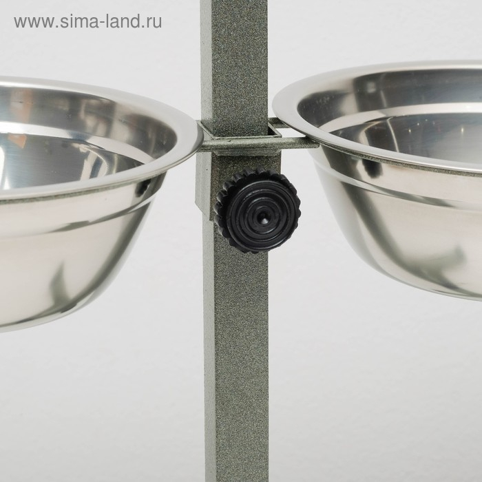 Подставка с мисками, 2 х 700 мл, высота 40 см, разборная, зелёная Подставка с мисками, 2 х 700 мл, высота 40 см, разборная, зелёная