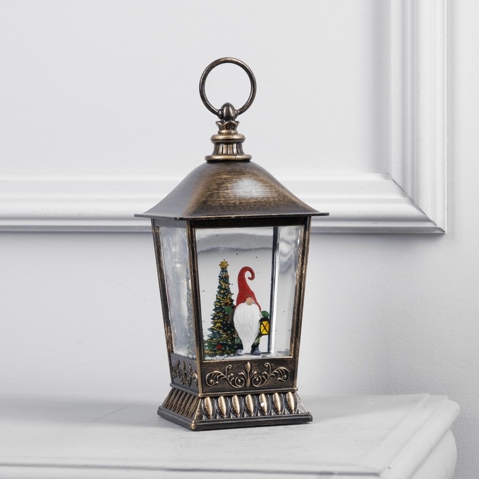 Светодиодная фигура «Фонарь с гномом» 12 × 24 × 12 см, пластик, батарейки ААх3 (не в комплекте), USB, свечение тёплое белое Светодиодная фигура «Фонарь с гномом» 12 × 24 × 12 см, пластик, батарейки ААх3 (не в комплекте), USB, свечение тёплое белое