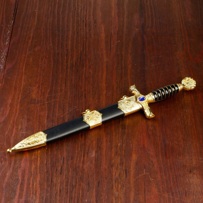 Кортик, рукоять витая с вставкой из камня, металл, пластик, 40 см Кортик, рукоять витая с вставкой из камня, металл, пластик, 40 см