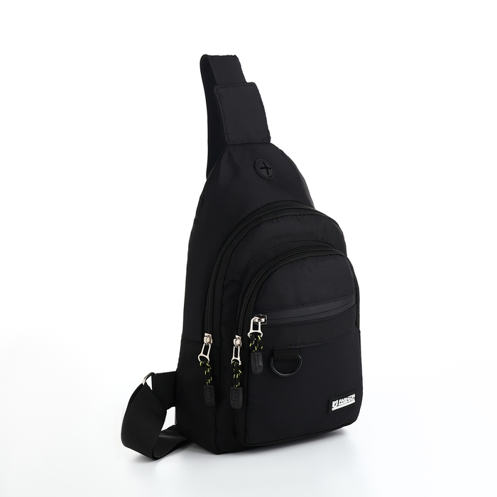 Сумка-слинг из текстиля, 3 наружных кармана, цвет чёрный Сумка-слинг из текстиля, 3 наружных кармана, цвет чёрный