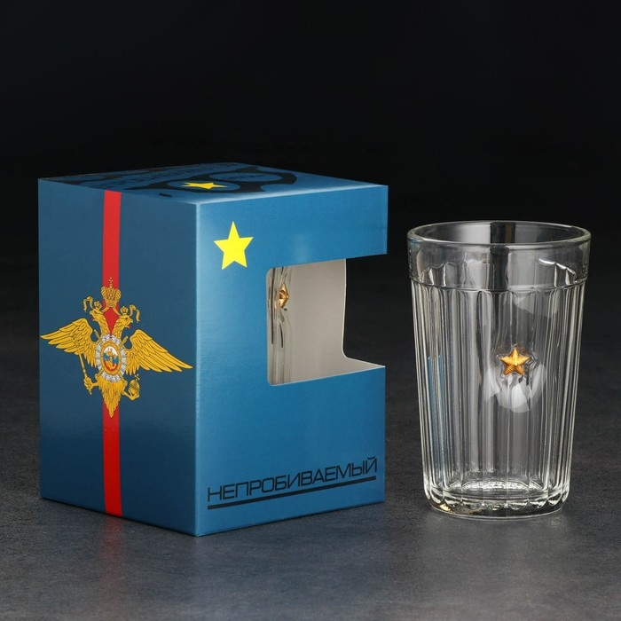 Стакан Стакан "Непробиваемый. Мл. Лейтенант", полиция, граненый, 250 мл