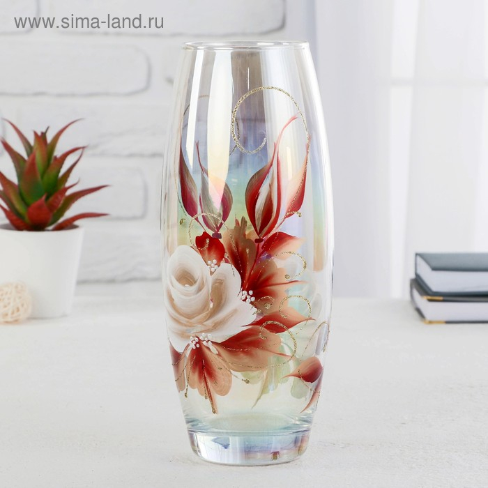 Ваза  FLORA 'Белая роза' (дымка) d-8см 11,5х26 см МИКС Ваза  FLORA 'Белая роза' (дымка) d-8см 11,5х26 см МИКС