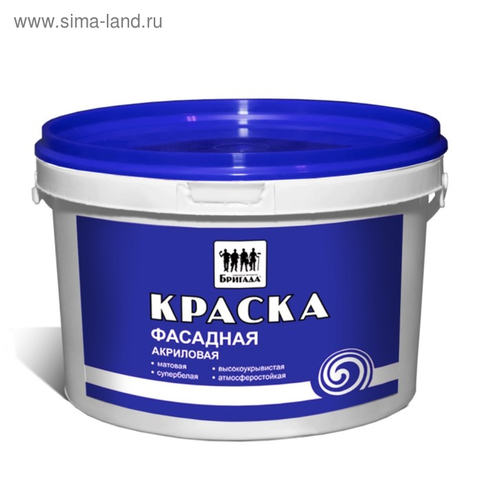 Краска фасадная ВДАК «Бригада» белая, матовая 14кг Краска фасадная ВДАК «Бригада» белая, матовая 14кг