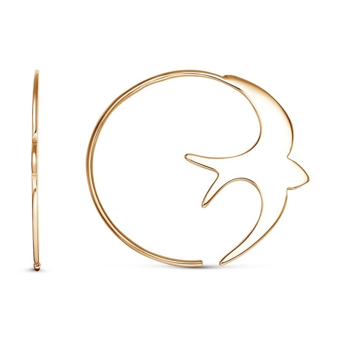 Серьги-кольца «Ласточки», d=3,2 см, розовое золочение Серьги-кольца «Ласточки», d=3,2 см, розовое золочение