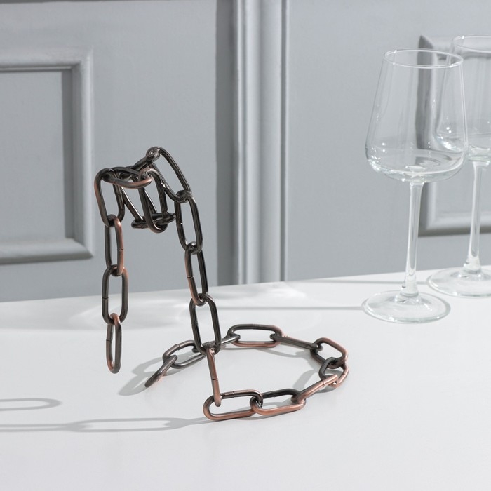 Подставка для бутылки Доляна «Цепь», 18,5×13×19 см, цвет коричневый Подставка для бутылки Доляна «Цепь», 18,5×13×19 см, цвет коричневый