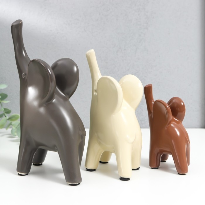 Сувенир керамика Сувенир керамика "Слоники в кофейных тонах" набор 3 шт 9х5х11; 10х6х15,5; 14,5х7х19,5см