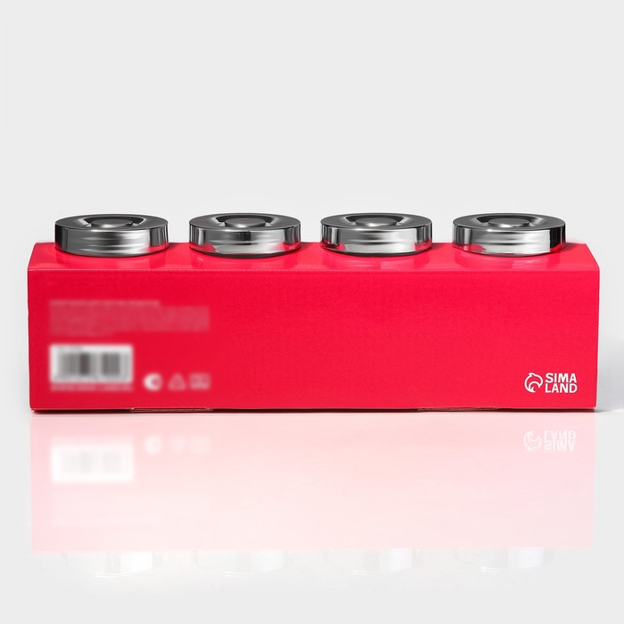 Банки стеклянные для хранения сыпучих продуктов «Блеск», 200 мл, с пластмассовой крышкой, 4 шт Банки стеклянные для хранения сыпучих продуктов «Блеск», 200 мл, с пластмассовой крышкой, 4 шт