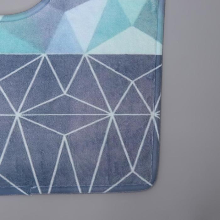 Набор ковриков для ванной и туалета Доляна «Геометрия цветов», 2 шт: 40×45, 45×75 см