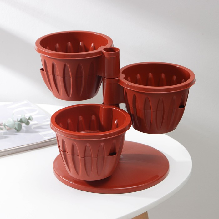 Кашпо многоярусное «Каскад», 3 шт, 700 мл, цвет терракотовый Кашпо многоярусное «Каскад», 3 шт, 700 мл, цвет терракотовый