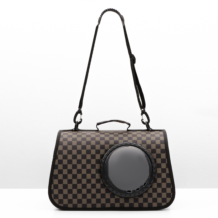 Сумка-переноска для животных с окном  Сумка-переноска для животных с окном "Клетка", коричневая, 40 х 26 х 26 см